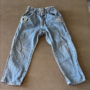Zara/ Disney Kids Blue Denim Jeans with Minnie Mouse  Patches 2/3Y